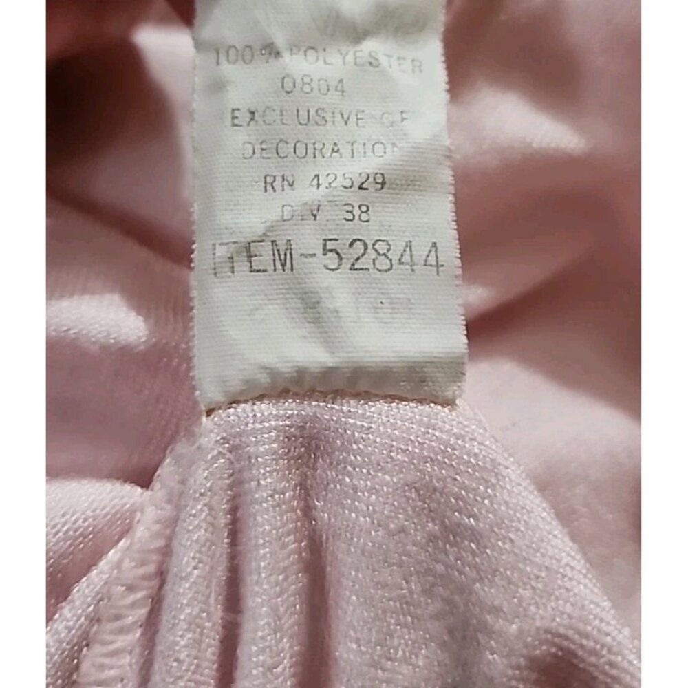 Vintage Sears Cachet Pink Satin Nightgown Womens Small Lace Long Sleeve Ruffle - Picture 11 of 11